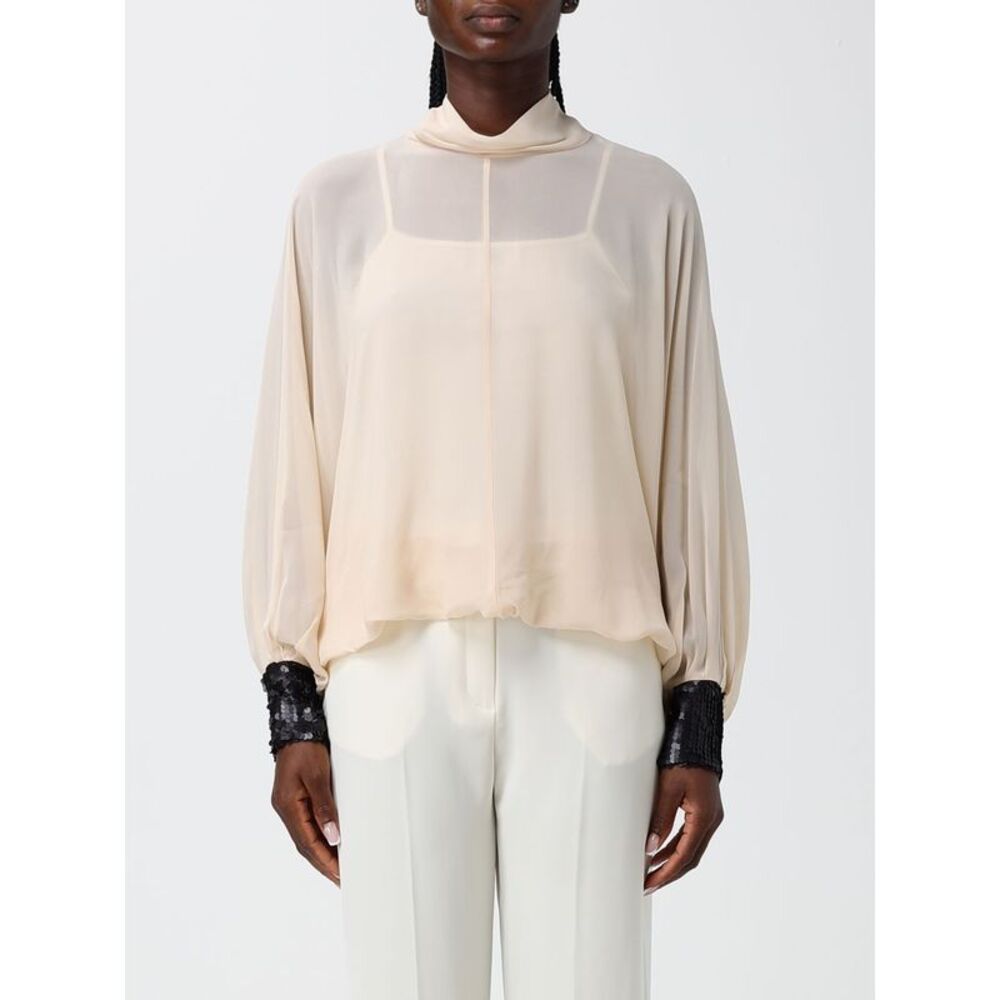 Hanita Women Hanita Draped Viscose Blouse With Sequins And Long Sleeves
